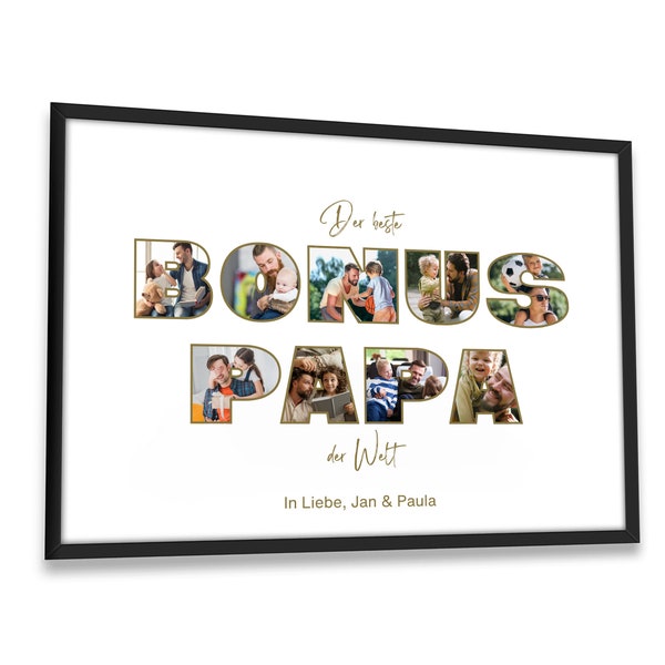 Bonuspapa Vater Geschenk | Fotoposter Geburtstagsgeschenk | personalisierbar | Weihnachtsgeschenkidee, personalisiertes Poster für Papa