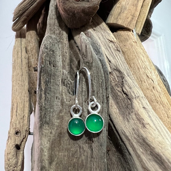 Green Onyx Handmade Sterling Silver Drop Earrings