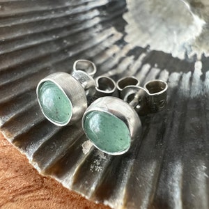 Green Aventurine Sterling Silver Ear Studs