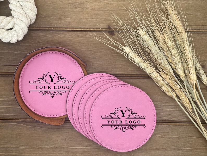 Custom Leather Coasters Coasters With Holder Round Leather Etsy