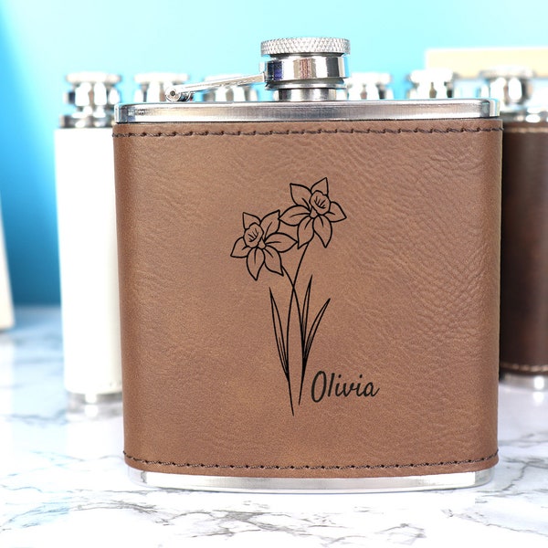 Engraved Leather Flask-Personalized Flask-Birth Month Flask -Birthday Gift-Leather Flask-Personalized flask, Engraved flask, hip flask