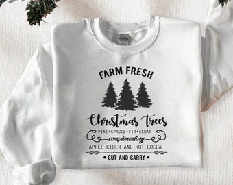 Farm Fresh Christmas Sweaters, Cute Christmas Vibes Sweater, Farm Fresh Sweaters, Christmas Crew Neck Sweater, Christmas Tree Sweaters