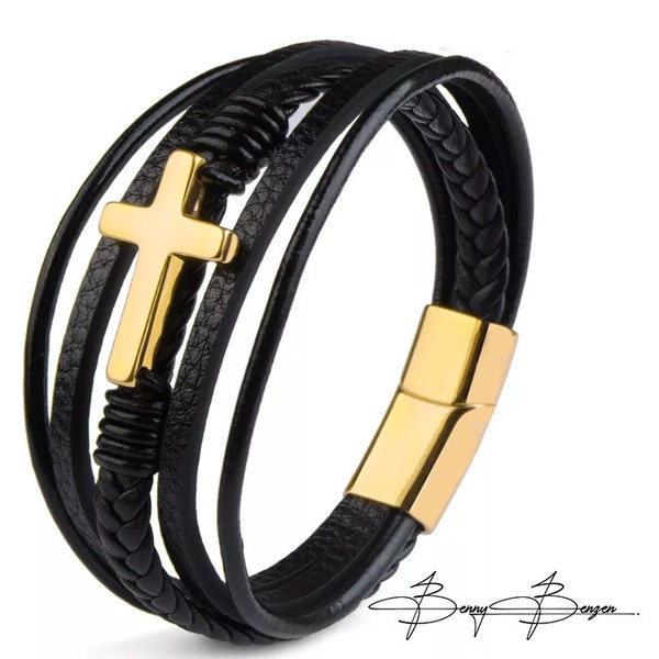 Elegantes Lederarmband mit Magnetverschluss - Elegant leather bracelet with magnetic clasp