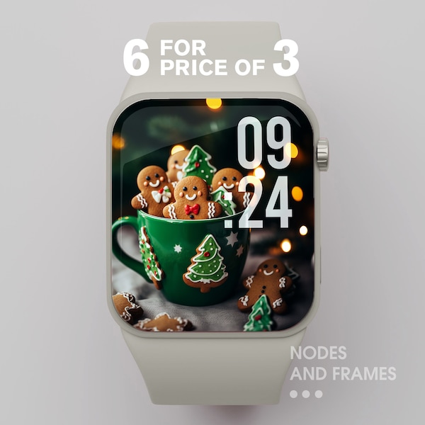 Gingerbread Apple Watch Wallpaper  |  Winter Watch Face  |  Winter Watch Screensaver  |  Botanical Watch Background