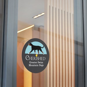 Cherished Greater Swiss Logo Round Vinyl Stickers - 2&quot; to 6&quot;