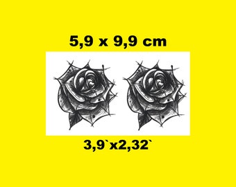 Temporary rose petal tattoo as a pack of 3 in black and white - washable tattoo - ephemeral tattoo - stylized rose - MattesDeals