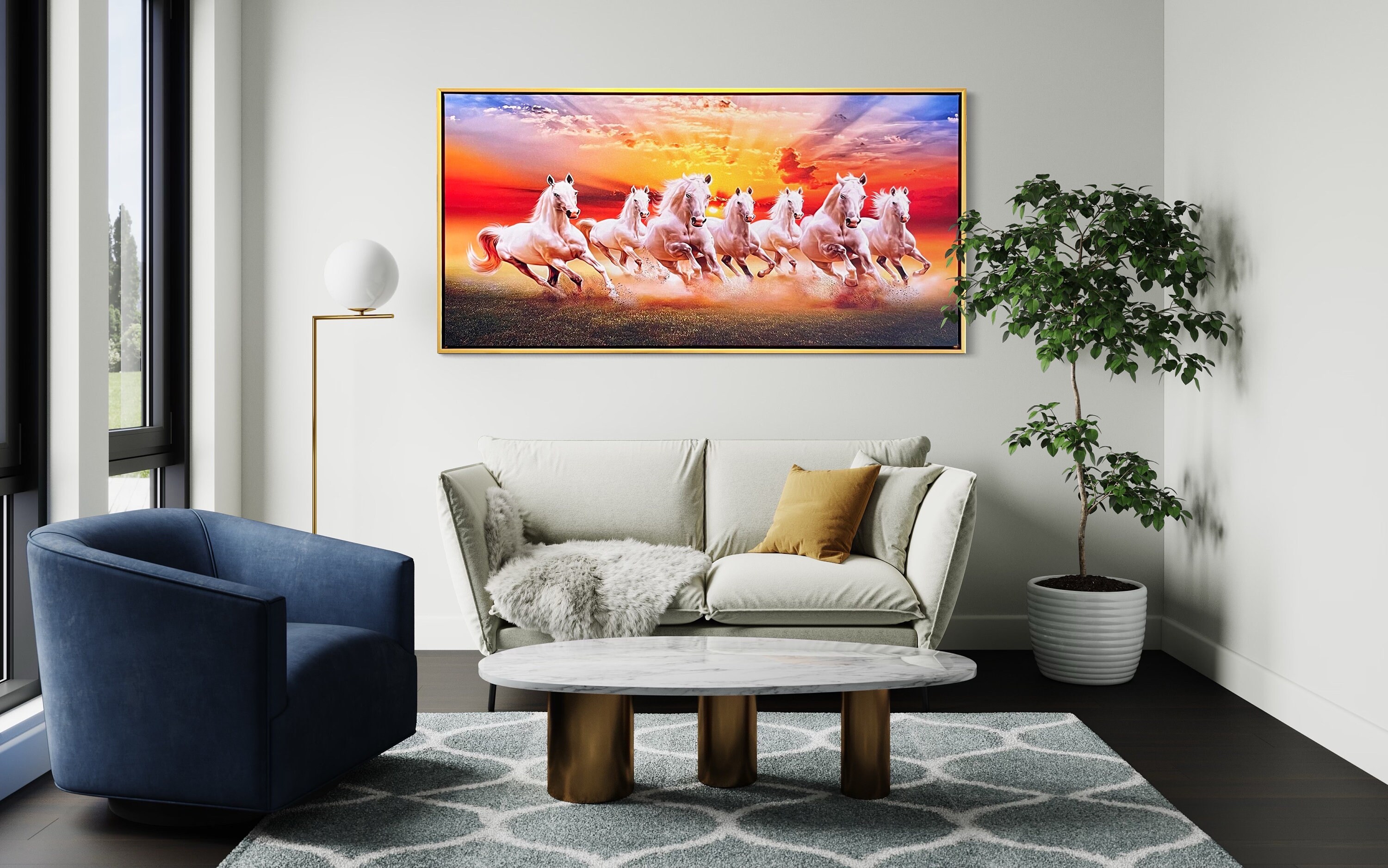 Seven Horse Wall Art Seven Horse Painting Vastu 7 Horse Picture With