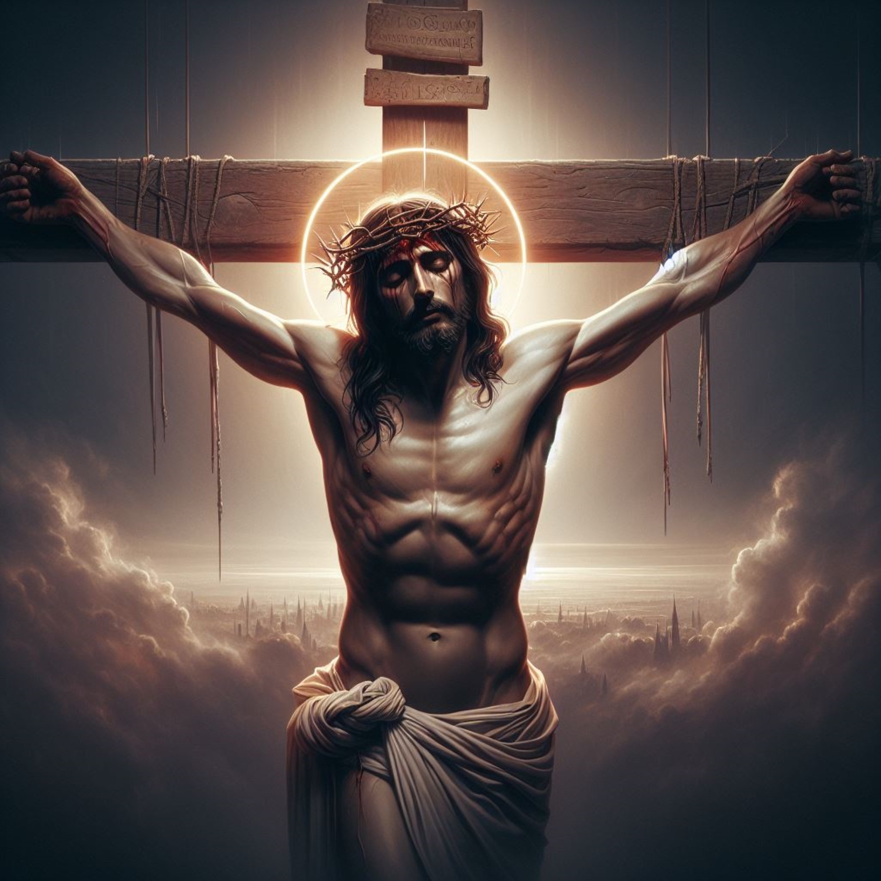 Jesus Christ Wall Art Crucifixion Picture of Crown of Thorns