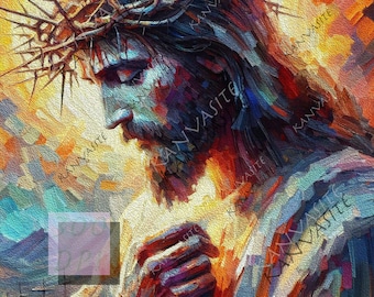 Jesus Christ Picture Image for Canvas print, Holy Christian Art Pictures, Gesu Portrait Digital Download