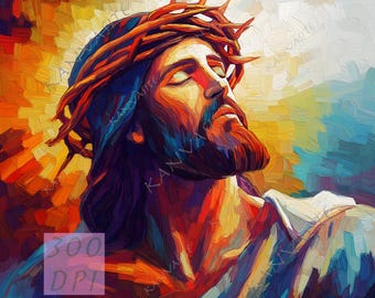 Arte digital de Jesús / Diseño de corona de espinas / PNG imprimible para regalos creativos y decoración / Jesús inspirado en la fe / Impresión por sublimación