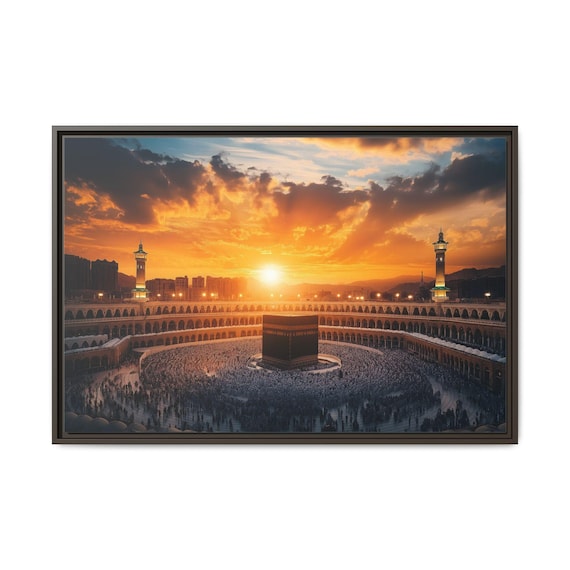 Islamic Wall Art Kaaba Large Canvas, Ramadan Decor, Umrah Framed Mecca, Masjid al Haram Poster, Religious Muslim Eid Gift,  Mosque wall Art
