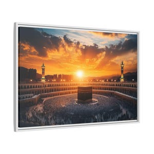 Kaaba Canvas Wall Art, Holy Kaaba in Makkah Picture Large Ready to Hang Islamic Home Decor Religious Gift Muslim Wall Decor Mosque Art Eid
