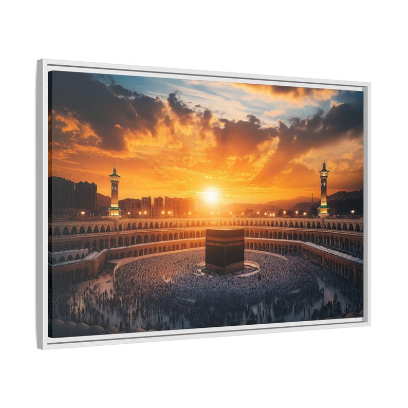 Kaaba Canvas Wall Art, Holy Kaaba in Makkah Picture Large Ready to Hang Islamic Home Decor Religious Gift Muslim Wall Decor Mosque Art Eid
