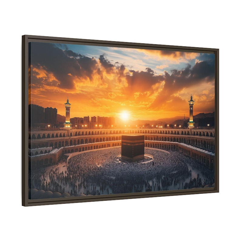 Kaaba Canvas Wall Art, Holy Kaaba in Makkah Picture Large Ready to Hang Islamic Home Decor Religious Gift Muslim Wall Decor Mosque Art Eid