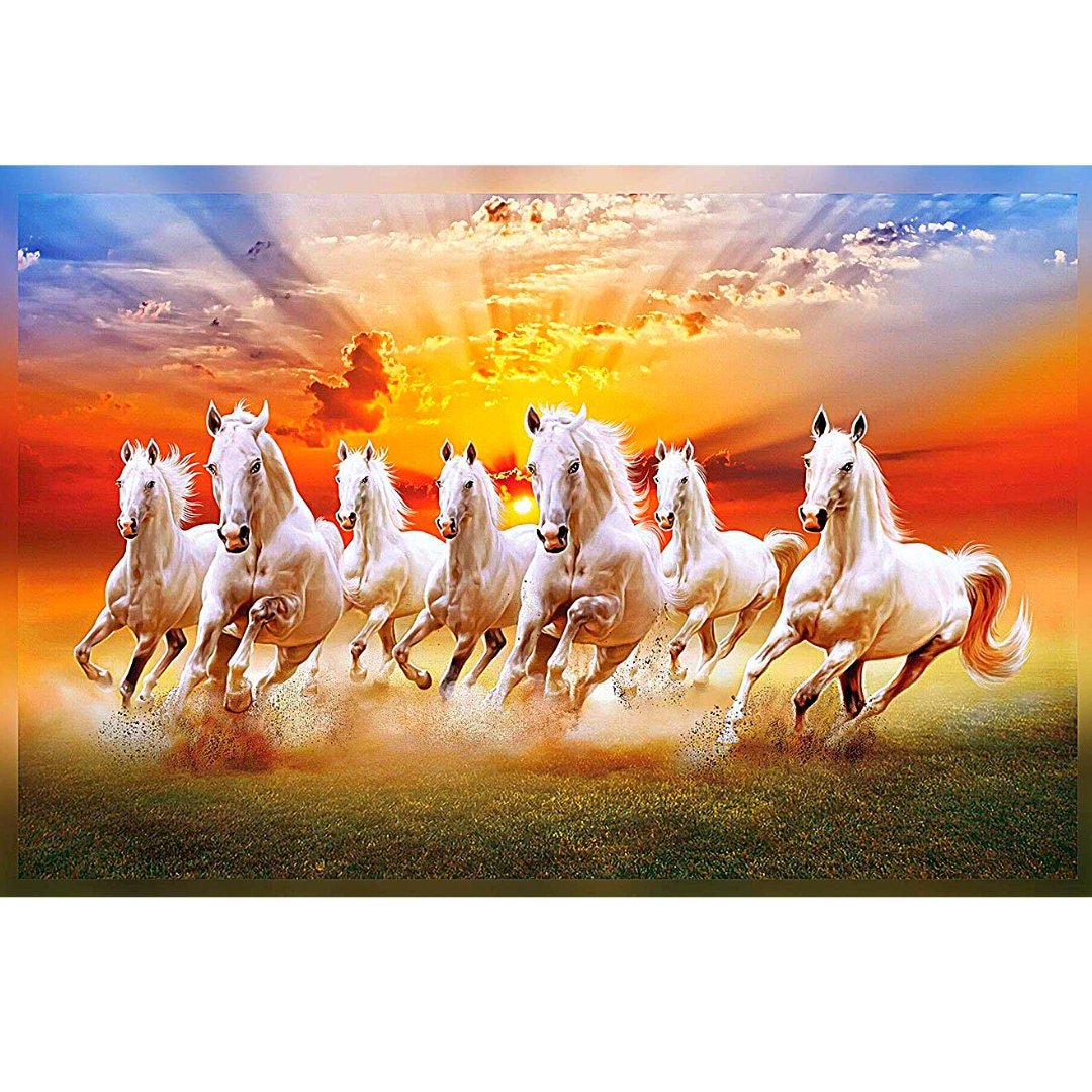 Horse Running In The Sunset Oil Painting V3 Framed Canvas Prints Wall –  UnixCanvas