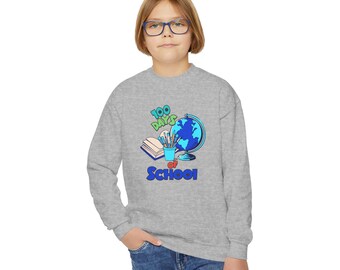 Back to School Globe and Books Jugend Sweatshirt | Schulzubehör Graphik