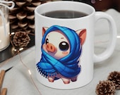 Pig in Blanket Mug: Best Birthday Gift for Coffee Lovers! Funny Piggy in a Royal Blue Blanket, Perfect for Your Morning Cuppa!