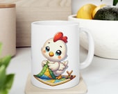 Cute Chick quilting Mug | Funny gift | Chicken lover gift | Ceramic Mug 11oz | Chicken Quilting