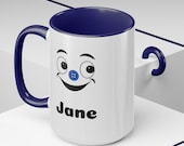Custom Mug | Cozy gift | Christmas gifts | Two-Tone Coffee Mugs, 15oz | Winter face cup