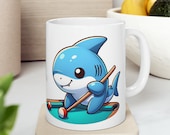 Cute Pool Shark Mug | Funny gift | Shark lover gift | Ceramic Mug 11oz | Shark Playing Pool
