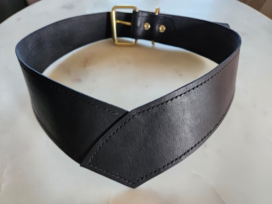 One-of-a-kind Handmade Full-grain Leather V-shaped Vintage