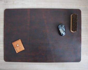 World's THICKEST Full-Grain Leather Deskpad. Leather Desk Mat, Large Mouse Pad, Handmade Custom Desk Pad, Office decor.