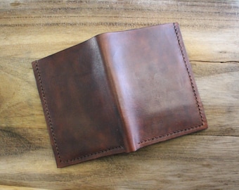Handmade Full-Grain Vegetable Tanned Leather Vertical Bifold Wallet