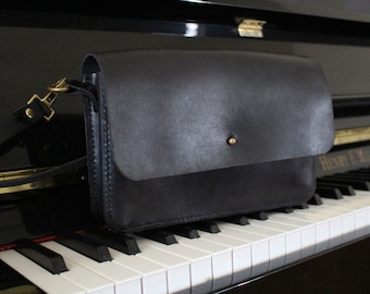 Handmade Full-Grain Vegtan Leather - Vintage Japanese Inspired Crossbody Purse/Shoulder Bag (Mini)