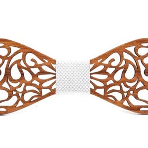 NOEUD PAPILLON en BOIS sculpté Idéal pour un mariage, le marié, les garçons d'honneur Noeud papillon bois Cadeau pour tout événement Blanc