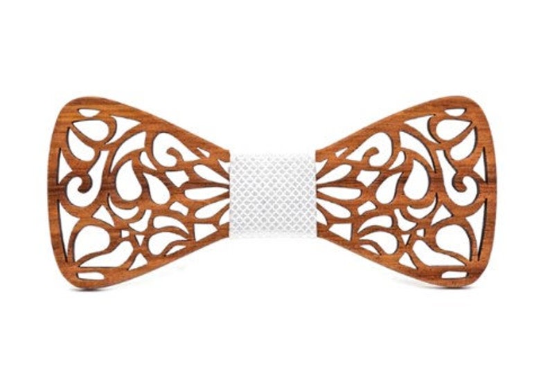 NOEUD PAPILLON en BOIS sculpté Idéal pour un mariage, le marié, les garçons d'honneur Noeud papillon bois Cadeau pour tout événement Blanc