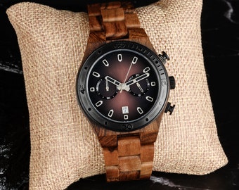 Cadeau MONTRE HOMME en BOIS - Cadeau homme - Montre personnalisée - Cadeau anniversaire - Montre gravée - Cadeau pour Mari - fête des Pères