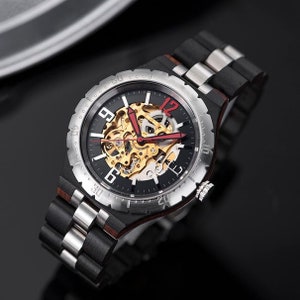 ENGRAVED WATCH | AUTOMATIC Watch | Mechanical Watch | Wood Watch | Engraved Wood Watch for Men | Watch for Dad | Engraved Watch | Mens gift