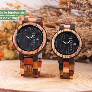 ENGRAVED WOODEN WATCH - Wooden watch for man and woman - Wooden watch for couple - Personalized wooden watch gift - Minimalist wooden watch