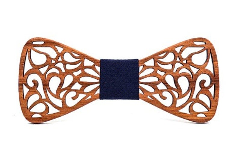 WOODEN BOW TIES, Butterfly Bow Tie, Wedding Bow Tie, Bow Ties For Men, Hand Carved Wooden Bow Tie With Adjustable Strap, Gift For Groomsmen Bleu nuit