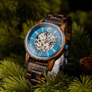 MENS SKELETON WATCH, Weeding gift, Watch For Him, Automatic Watch, Handmade Watch, Model Luxury Wooden High-End, Watch gift, Watch, Weeding