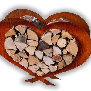 XL DekoHerz für Brennholz Kaminholzregal Metallherz Holzregal Herz  Hochzeitsgeschenk Feuerholzständer Weihnachtsgeschenk Weihnachtsdeko