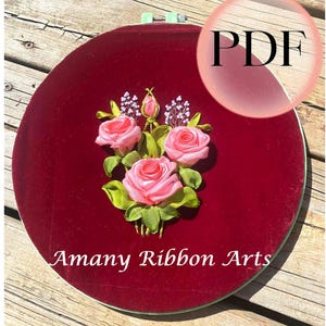 PDF 3 roses embroidery/ hand embroidery and ribbon Embroidery PDF/bouquet/ Begin your handmade embroidery work/ Colourful Wall Art DIY