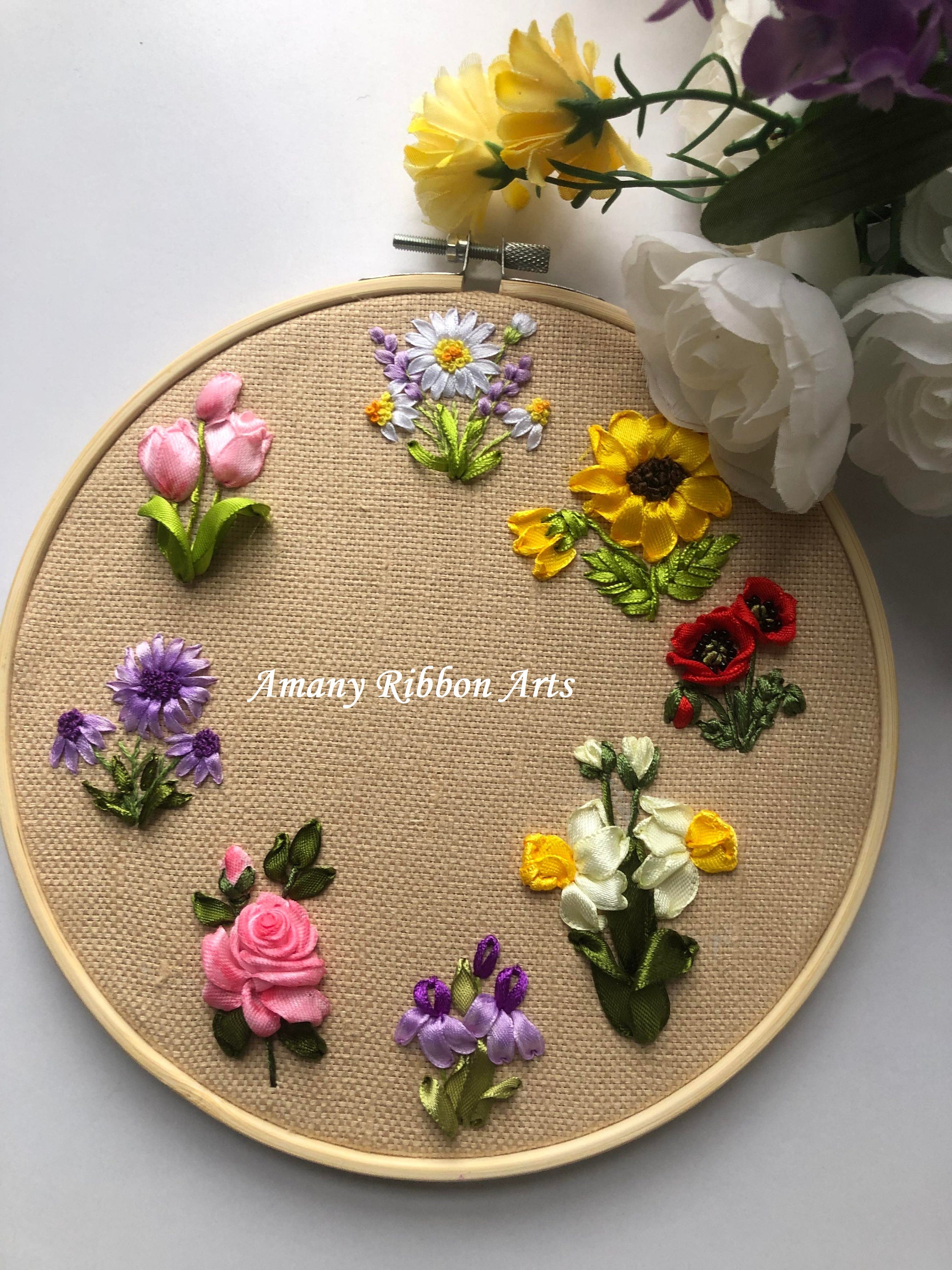 Embroidered Picture Landscape Silk Ribbon Embroidery Flowers -   Silk ribbon  embroidery patterns, Silk ribbon embroidery, Ribbon embroidery