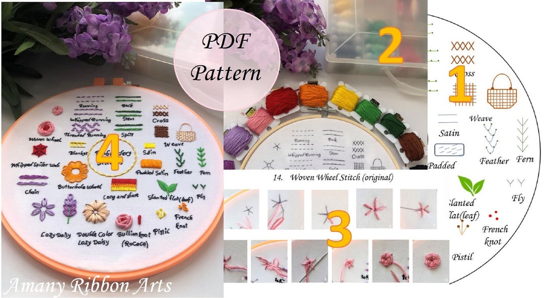 Basic Stitches Step by Step PDF Pattern, 25 Embroidery Stitches