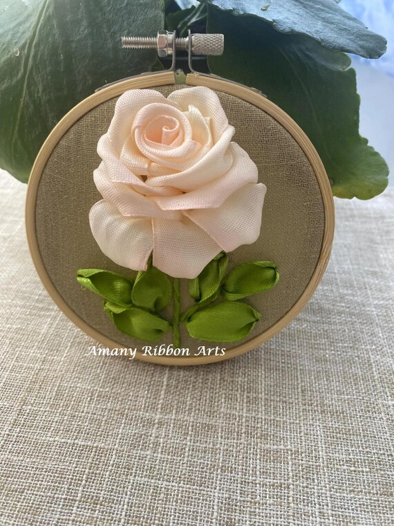 Rose Ribbon Embroidery: 3D Handmade Hoop Art Wall Hanging - Etsy
