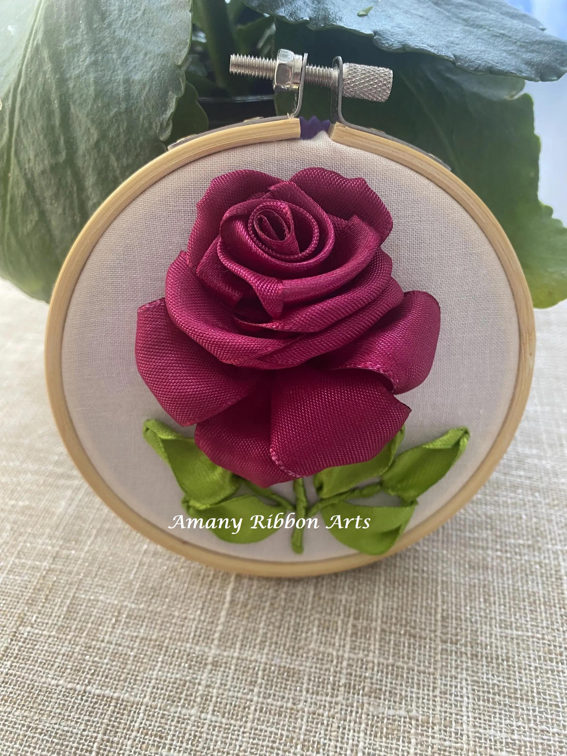 Rose Ribbon Embroidery: 3D Handmade Hoop Art Wall Hanging - Etsy