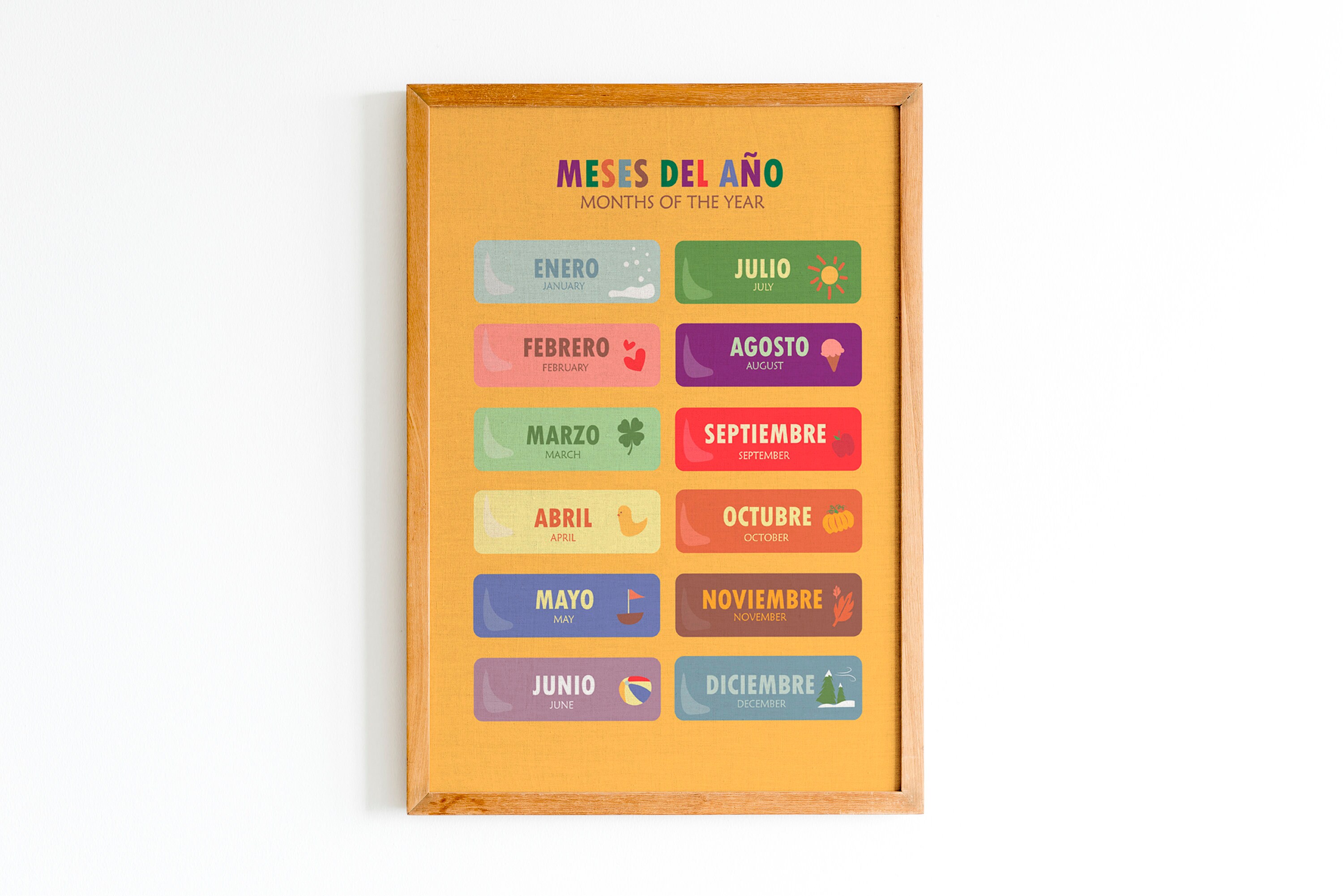 Bilingual Spanish Posters, Montessori Educational Learning Poster for ...