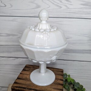 Vintage White Milk Glass Westmoreland Compote with Lid  Candy Dish