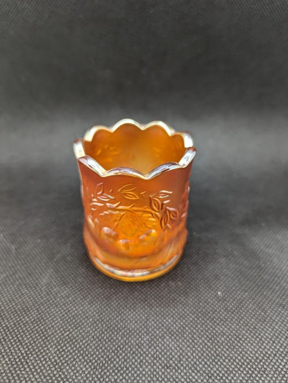 Orange Carnival Glass Toothpick Holder Etsy