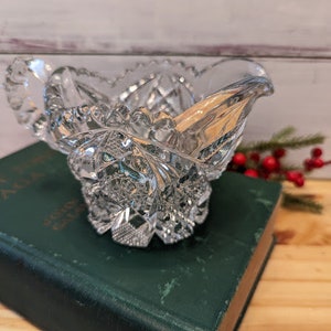 Vintage Crystal Cut Imperial Glass Creamer Star and Cane Design