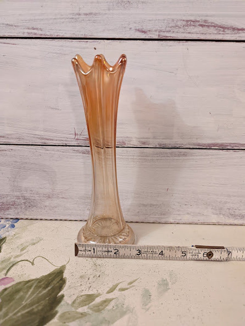 Vintage Orange Ombre Iridescent Swung Glass Vase Etsy