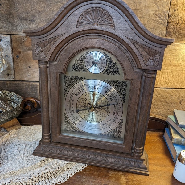 Vintage Barometer Carved Wood Look and Gold Detail