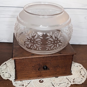 Vintage Hurricane Globe Lamp Replacement Globe with Etched Floral Design