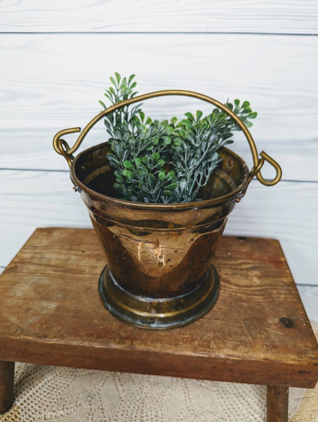 Vintage Brass Bucket With Handle Etsy
