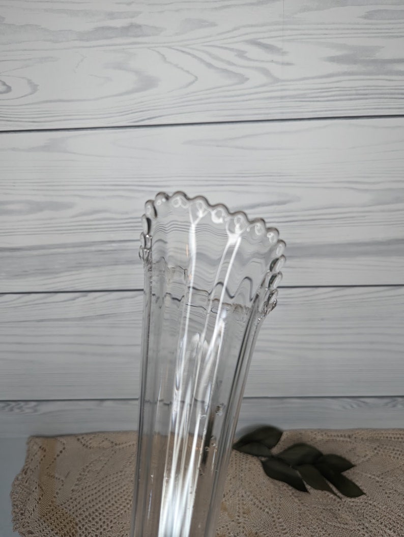 Vintage Clear Glass Swung Vase Etsy